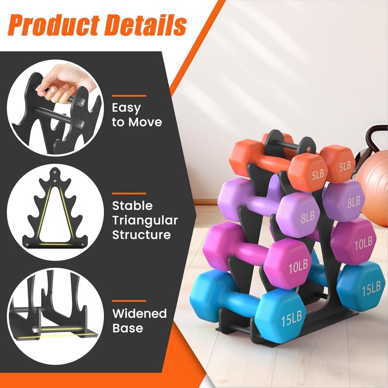 NomNest 4-Tier Dumbbell Rack for 1-15 lb Weights, Holds 5 Pairs Space-Saving Sturdy A-Frame Stand for Home Gym, Weight Rack for Women's Dumbbell Set (Dumbbell Rack Stand Only) - Image 4